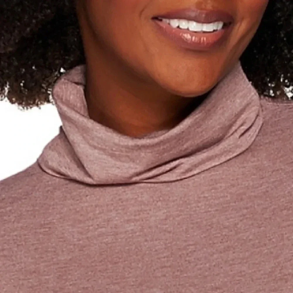 H by Halston Turtleneck Long Sleeve Tee Top Pink